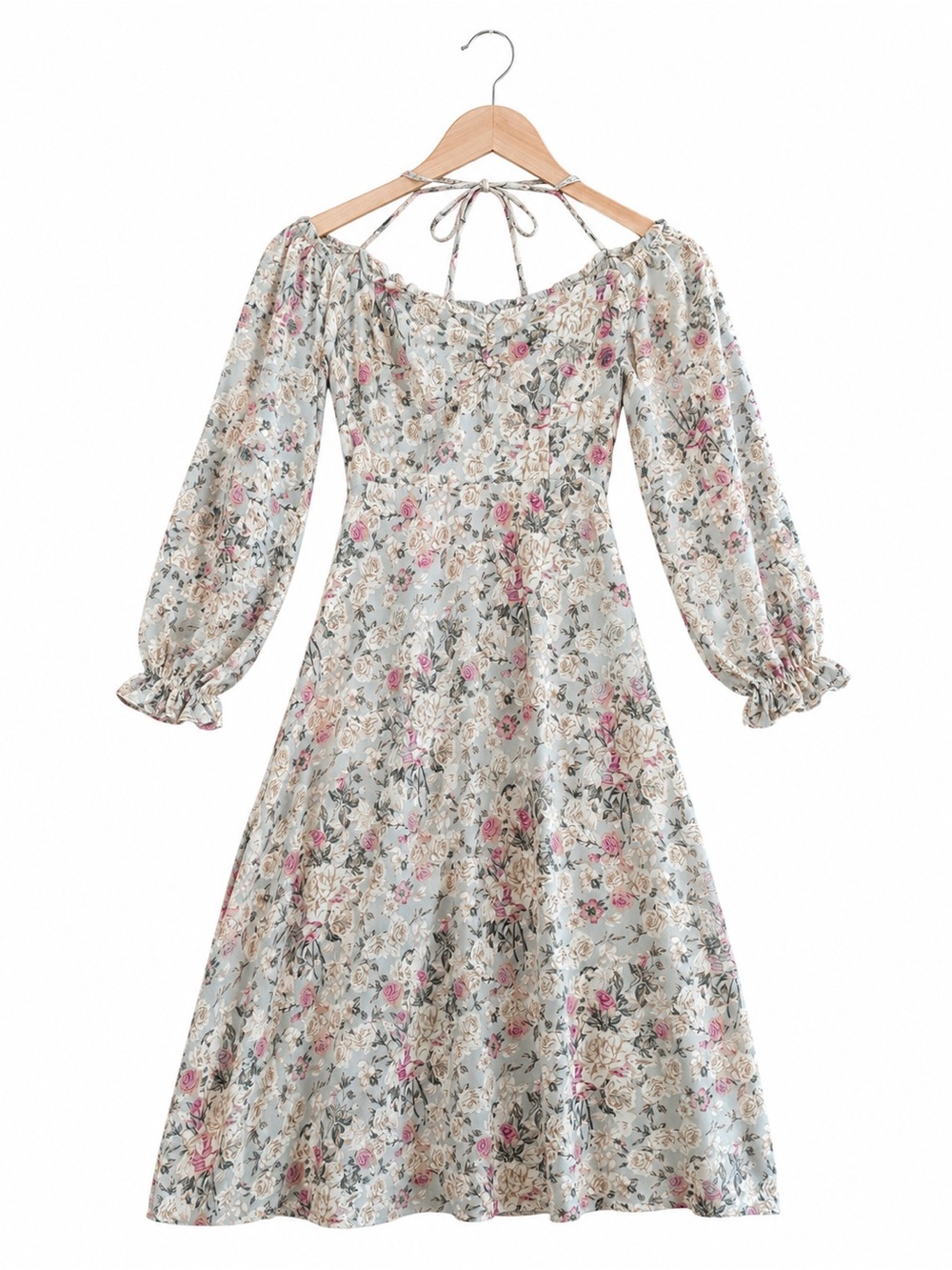 ASTR The Label Floral Puff Sleeve Midi Dress XS NWOT